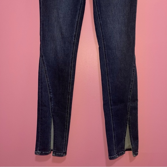 Flying Monkey Jeans Women's Size 28 Dark Blue Wash Straight Split Hem High Rise - Picture 5 of 13